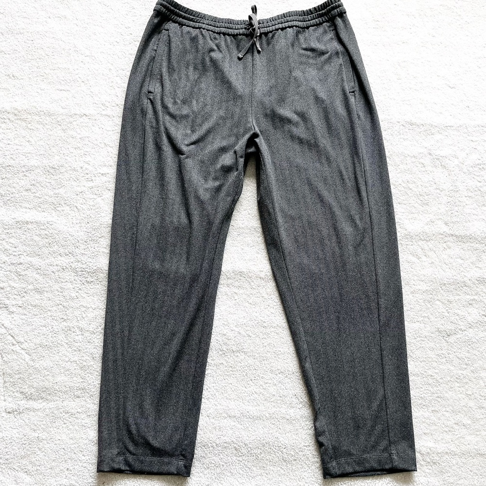 EILEEN FISHER ELASTIC WAIST HERRINGBONE PRINT CHARCOAL GRAY PANTS SIZE Medium - Picture 10 of 10